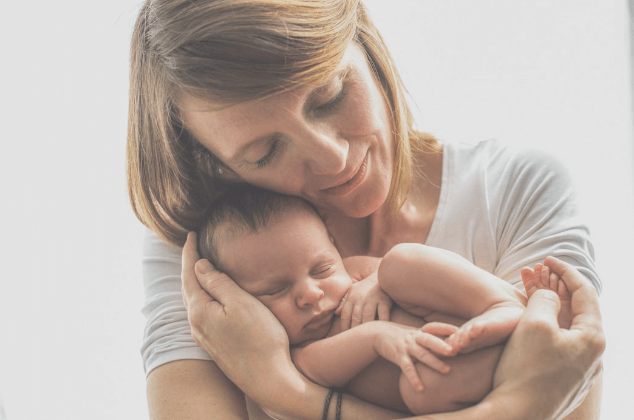 Mom with a baby in Manson, Washington