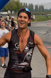 Finishing the Chelanathon Triathlon last year.
