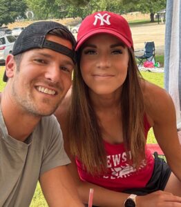 Wife and I at swim team championships.